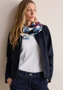 Cecil cotton feel loop scarf in navy red print 572711