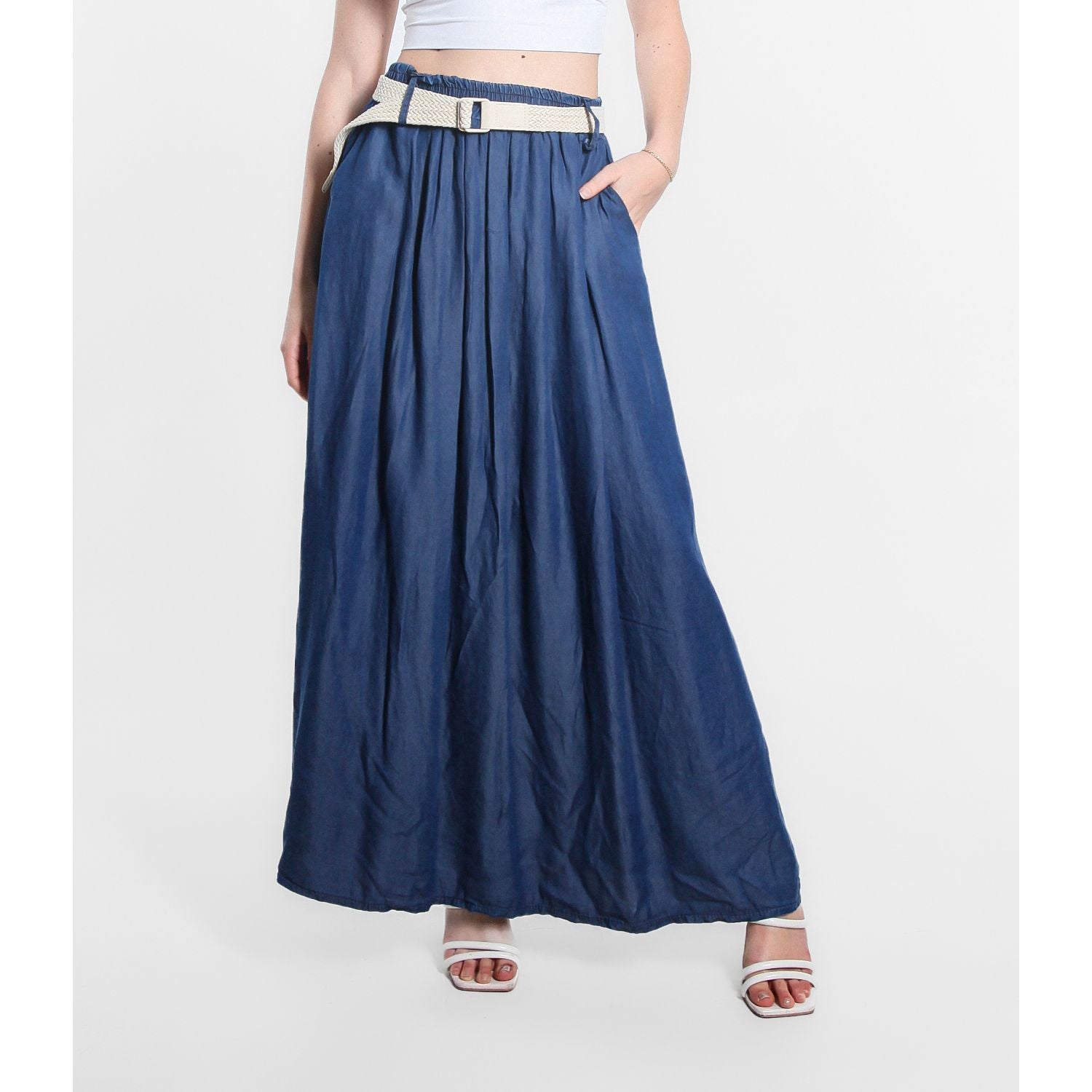 Tencel Maxi Skirt with woven belt