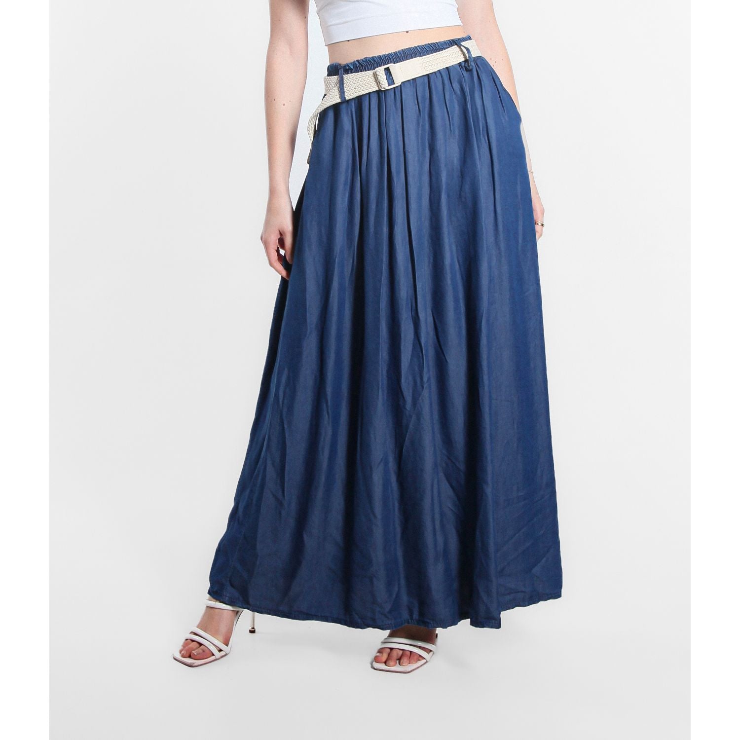 Tencel Maxi Skirt with woven belt