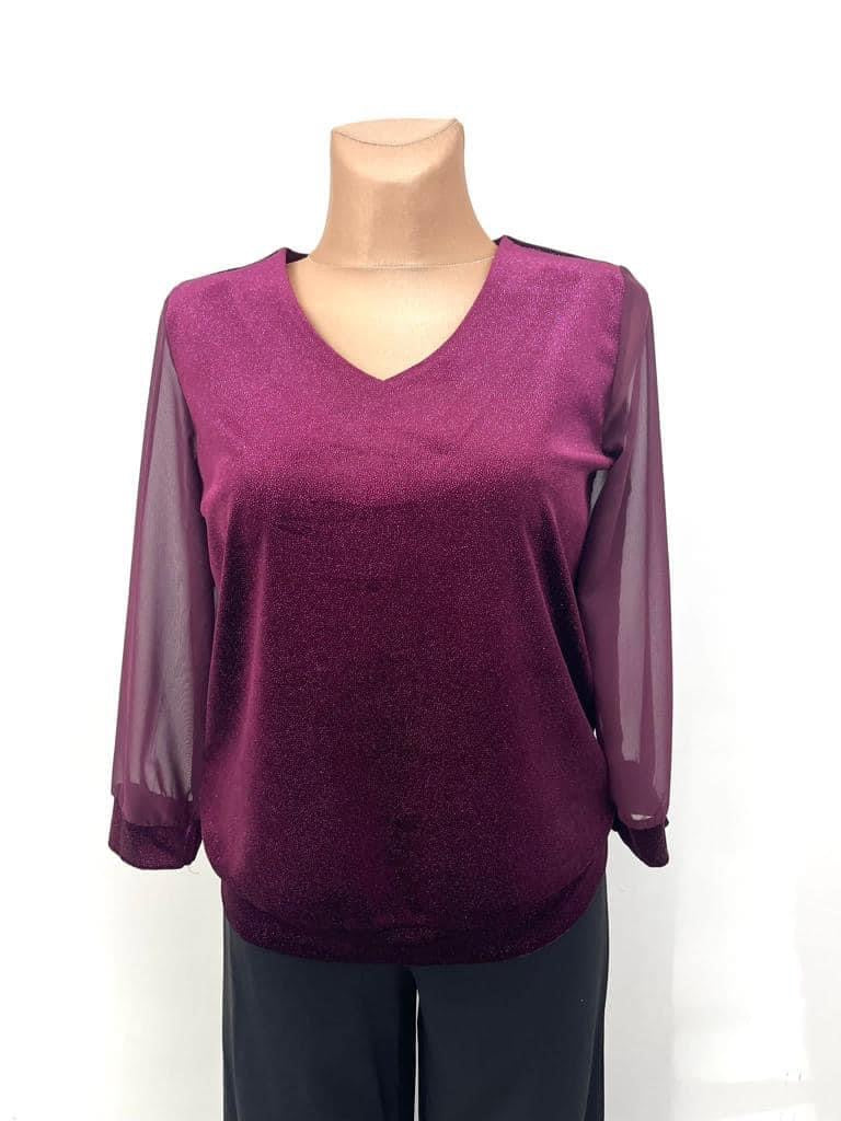 Yew Katie Velvet feel  V Neck sparkle top All colours