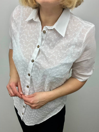 Crisp White Cotton shirt with embroidery detail