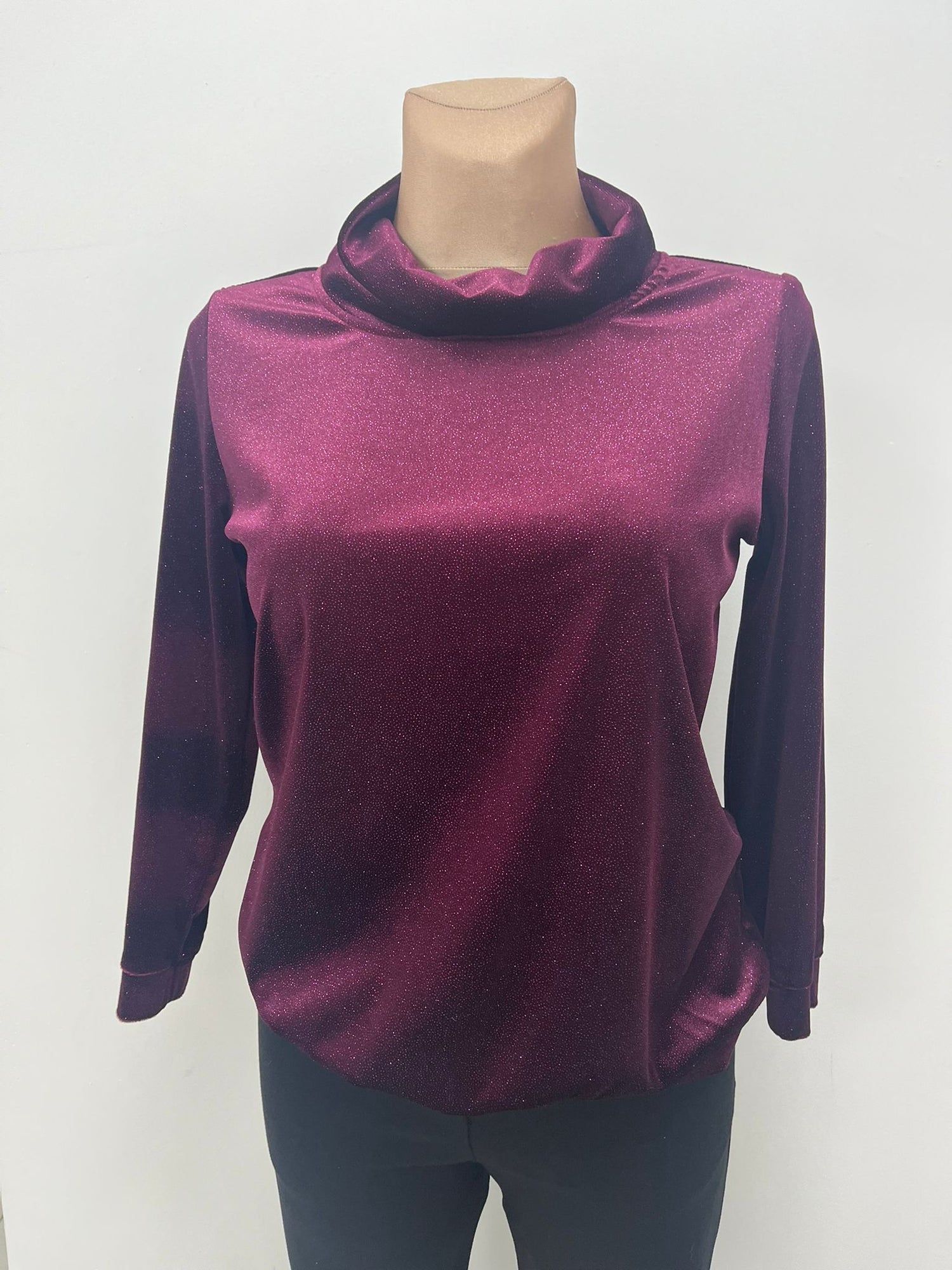 Yew Claudia Cowl neck Velour Shimmer Top