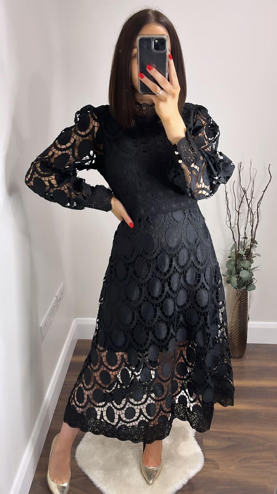 Amber lace dress  A68228 Black