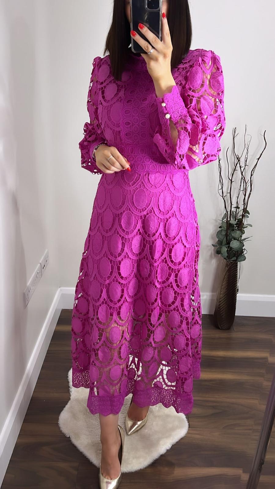 Amber lace dress A68228 Magenta