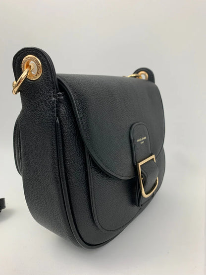 Crossbody Black Faux Leather Saddle Bag