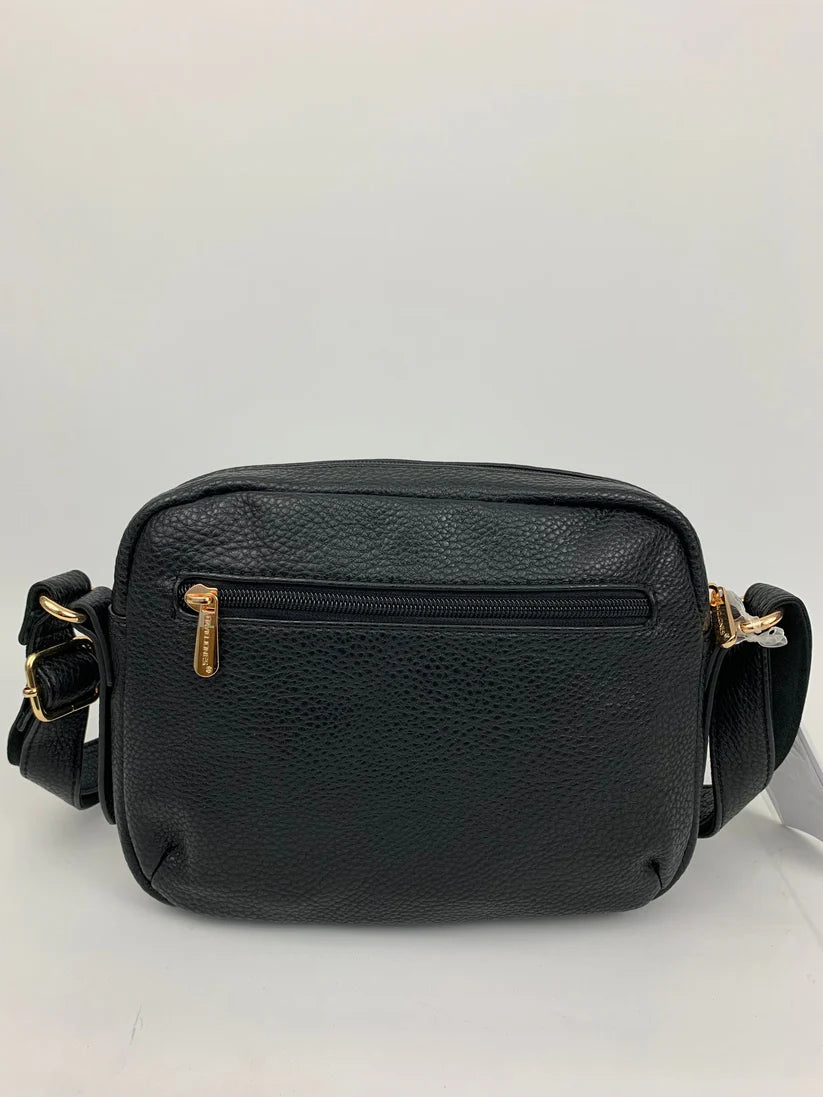 Soft Faux Leather crossbody handbag. Black or Grey