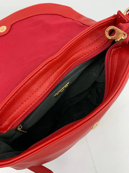 Crossbody Faux leather Saddle bag. Red Green Black