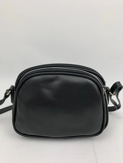 Italian Leather small cross body bag with 3 zip detail