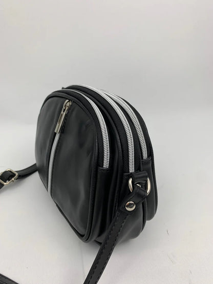 Italian Leather small cross body bag with 3 zip detail