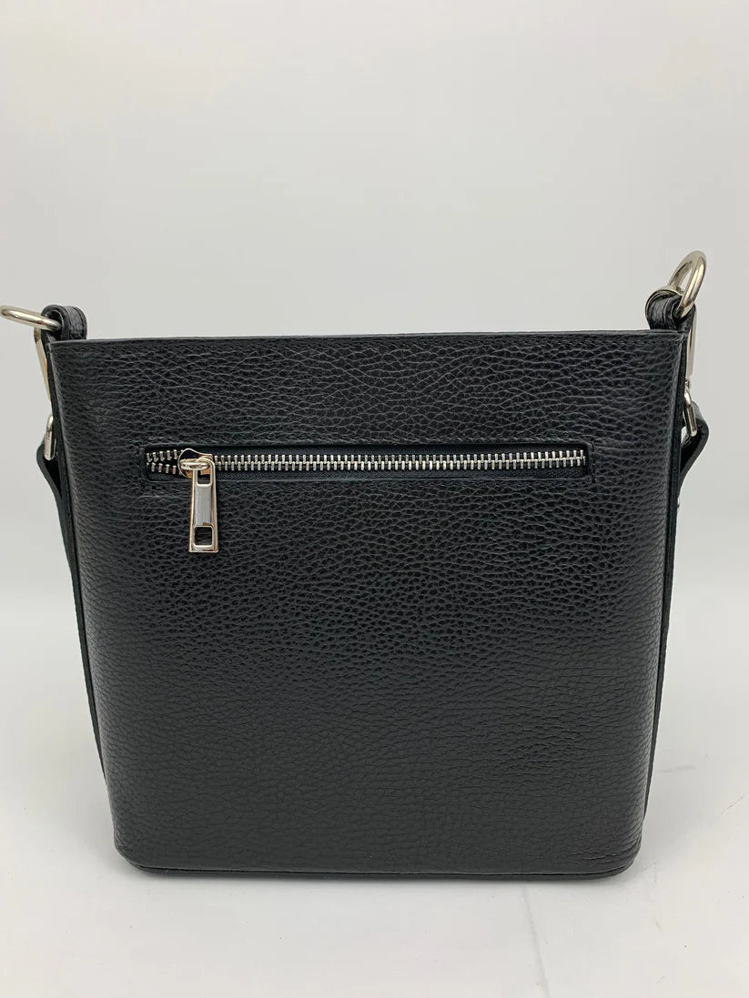 Italian Leather Crossbody bag with silver stud detail