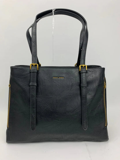 Large Black Tote Bag with Gold Hardware