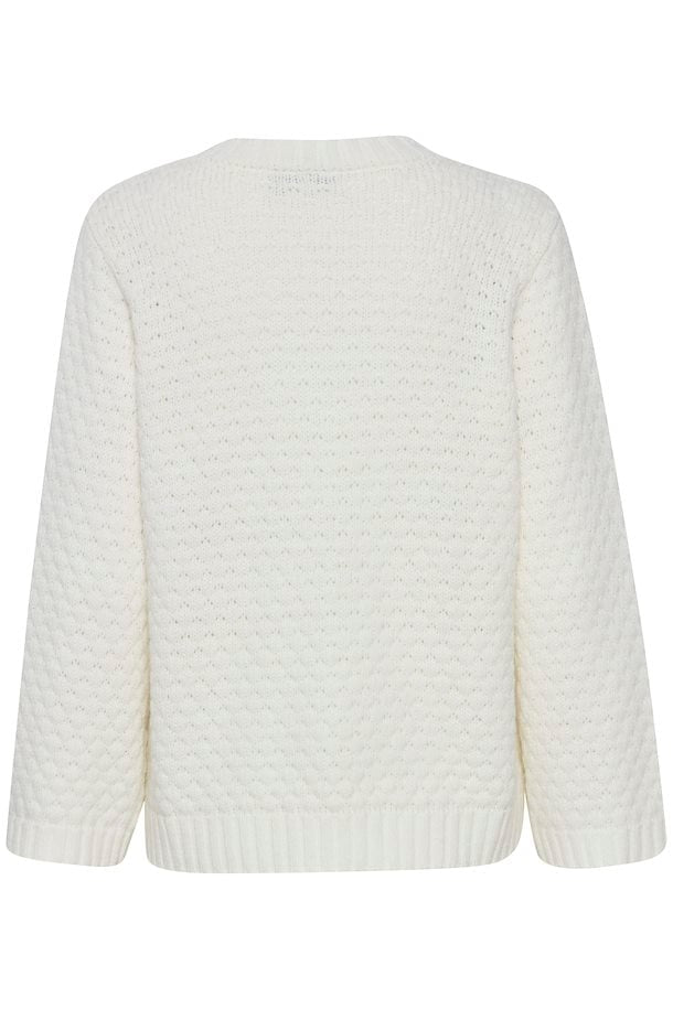 Fransa Cream V neck jumper 20612459