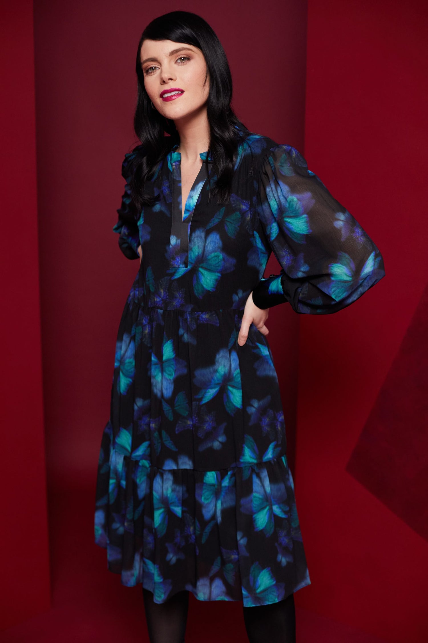 Kate Cooper Butterfly Blue print dress  Kcaw23153