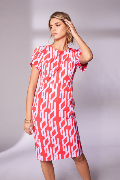 Kate Cooper Print Knee length dress with sleeve detail Kcs24137