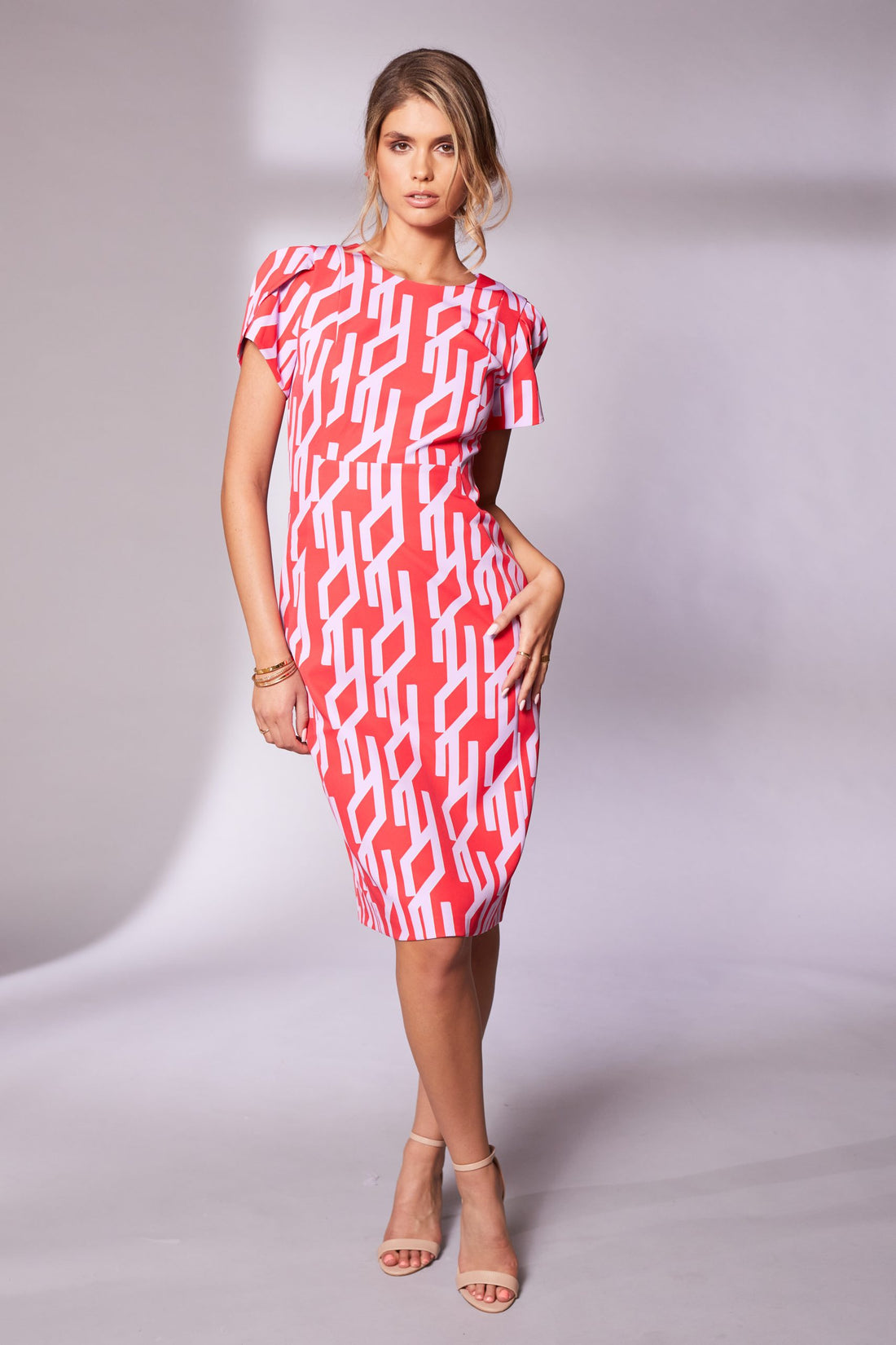 Kate Cooper Print Knee length dress with sleeve detail Kcs24137