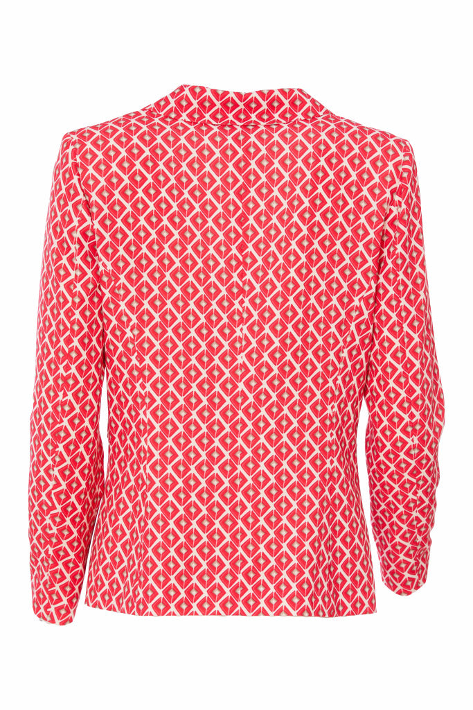 Kate Cooper Single Breast print Jacket. Poppy Red Kcs25119