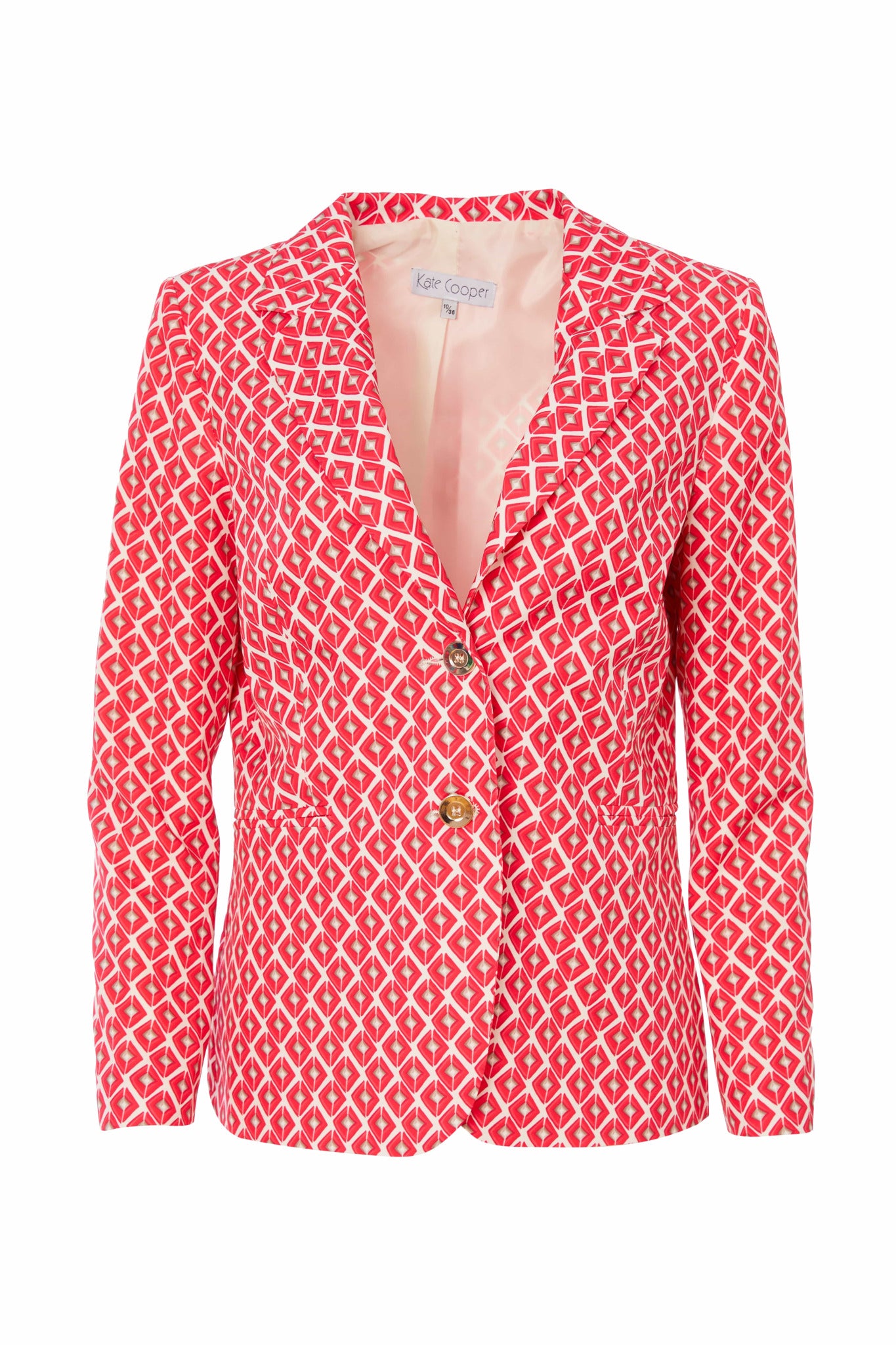 Kate Cooper Single Breast print Jacket. Poppy Red Kcs25119