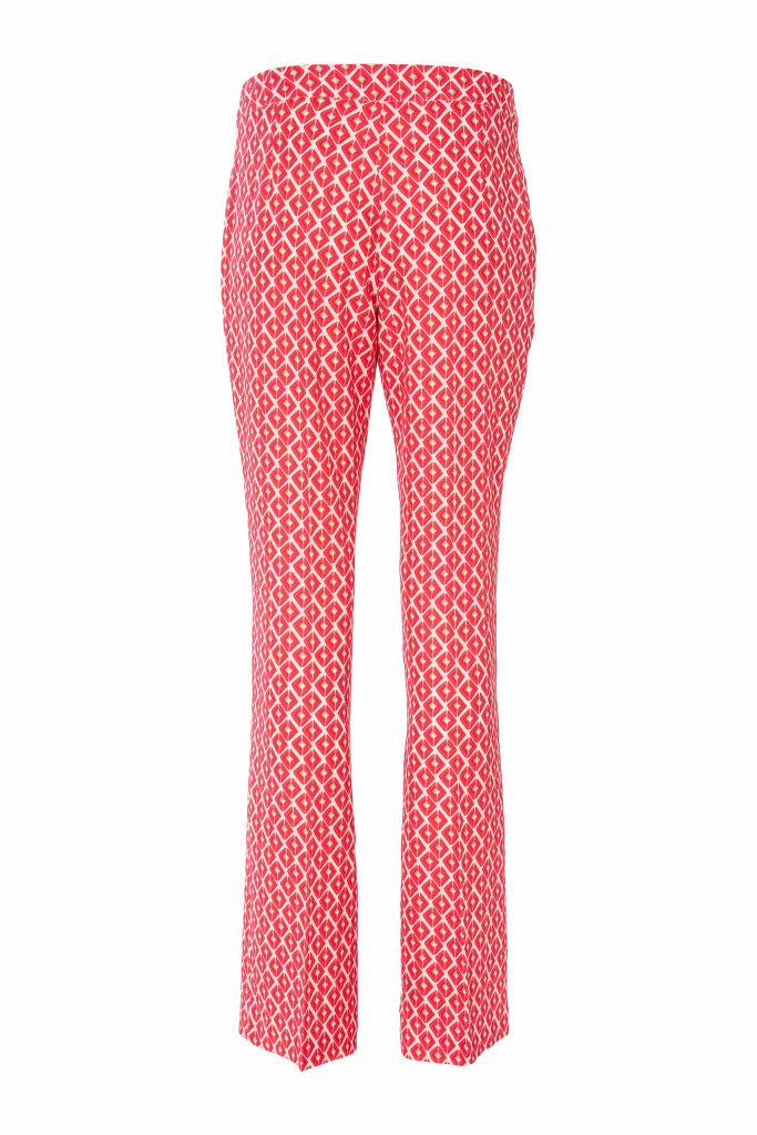 Kate Cooper Bootcut Geometric Print Trousers in poppy red Kcs25120