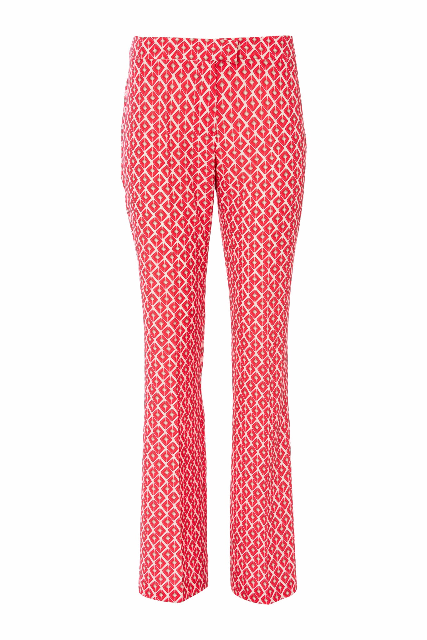 Kate Cooper Bootcut Geometric Print Trousers in poppy red Kcs25120