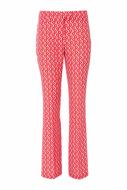 Kate Cooper Bootcut Geometric Print Trousers in poppy red Kcs25120