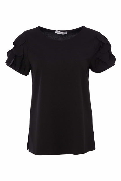 Kate Cooper Ruffle Sleeve top  Kc25128 Black