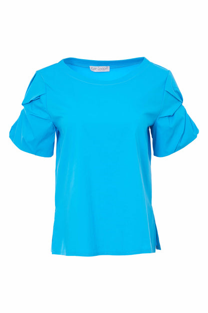 Kate Cooper Ruffle sleeve top in Blue Kcs25128 Blue