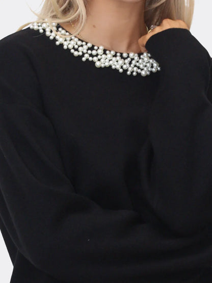 Kate And Pippa Annabella Knit with Pearl embellished neckline. Red Black White