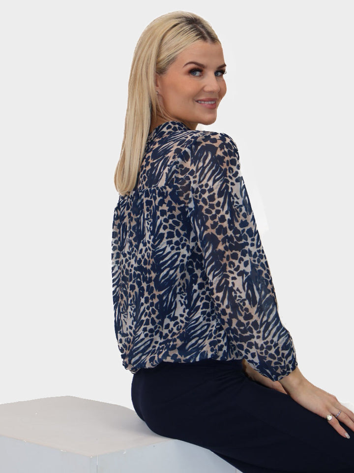 Kate And Pippa Band Top 4 navy print