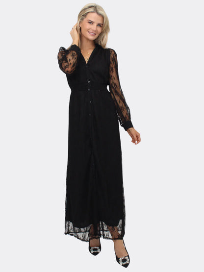 Kate And Pippa Carrie Black Lace Maxi Dress