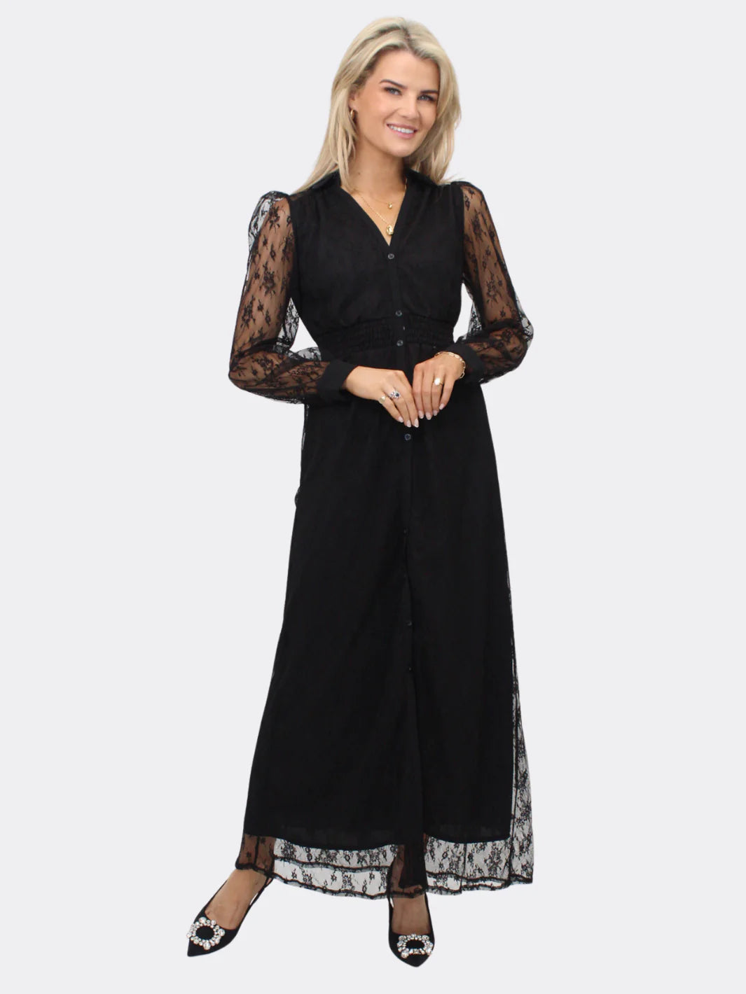 Kate And Pippa Carrie Black Lace Maxi Dress