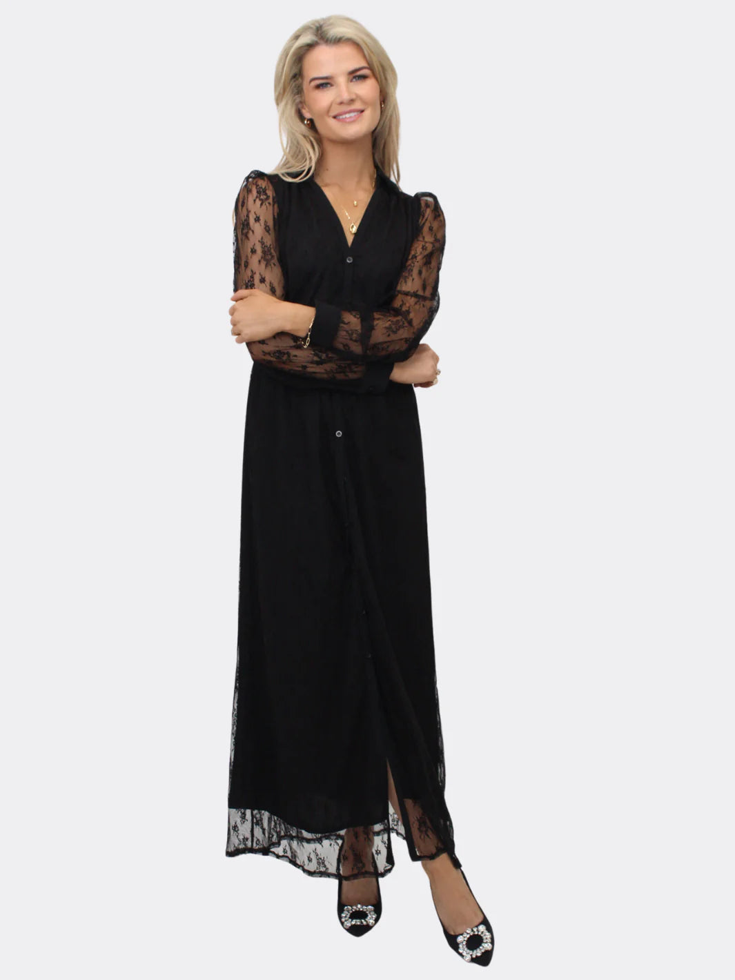 Kate And Pippa Carrie Black Lace Maxi Dress