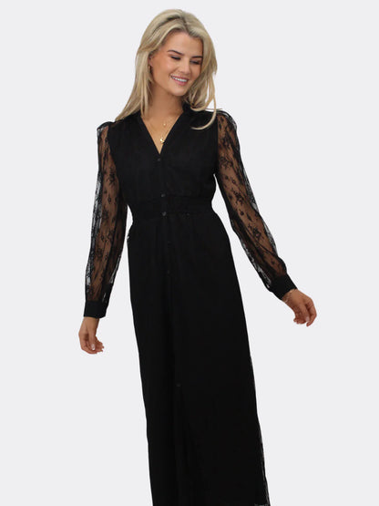 Kate And Pippa Carrie Black Lace Maxi Dress