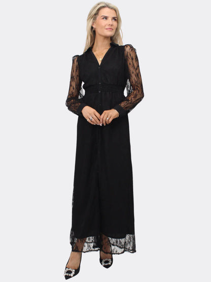 Kate And Pippa Carrie Black Lace Maxi Dress