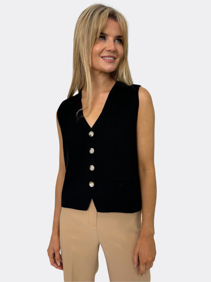 Kate And Pippa Kelly Black Knitted Waistcoat