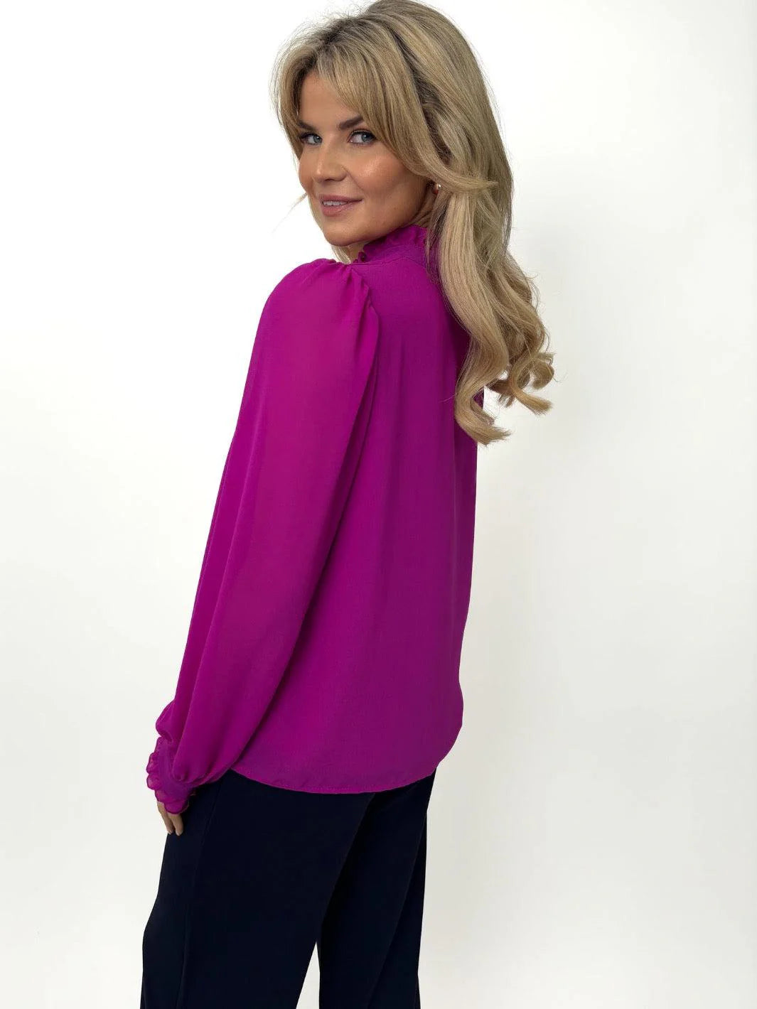 Kate And Pippa Pia Long sleeve blouse with neck tie. 3 colours Aw24