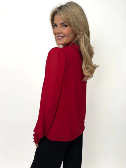 Kate And Pippa Pia Long sleeve blouse with neck tie. 3 colours Aw24