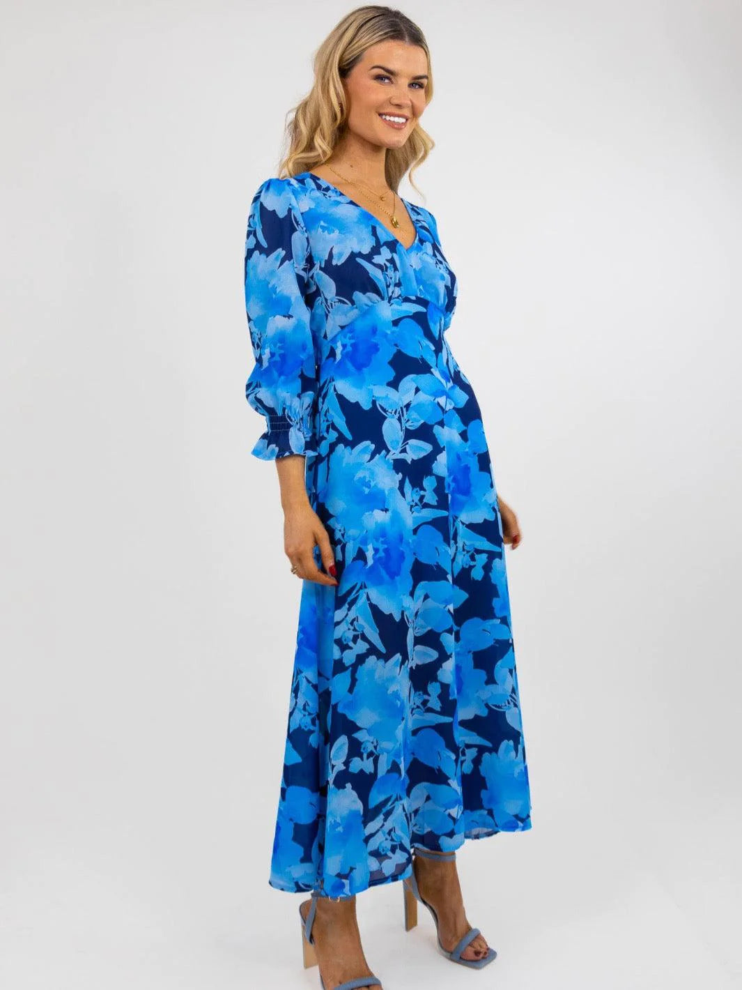 Kate And Pippa Streasa Midi dress in Blue mix