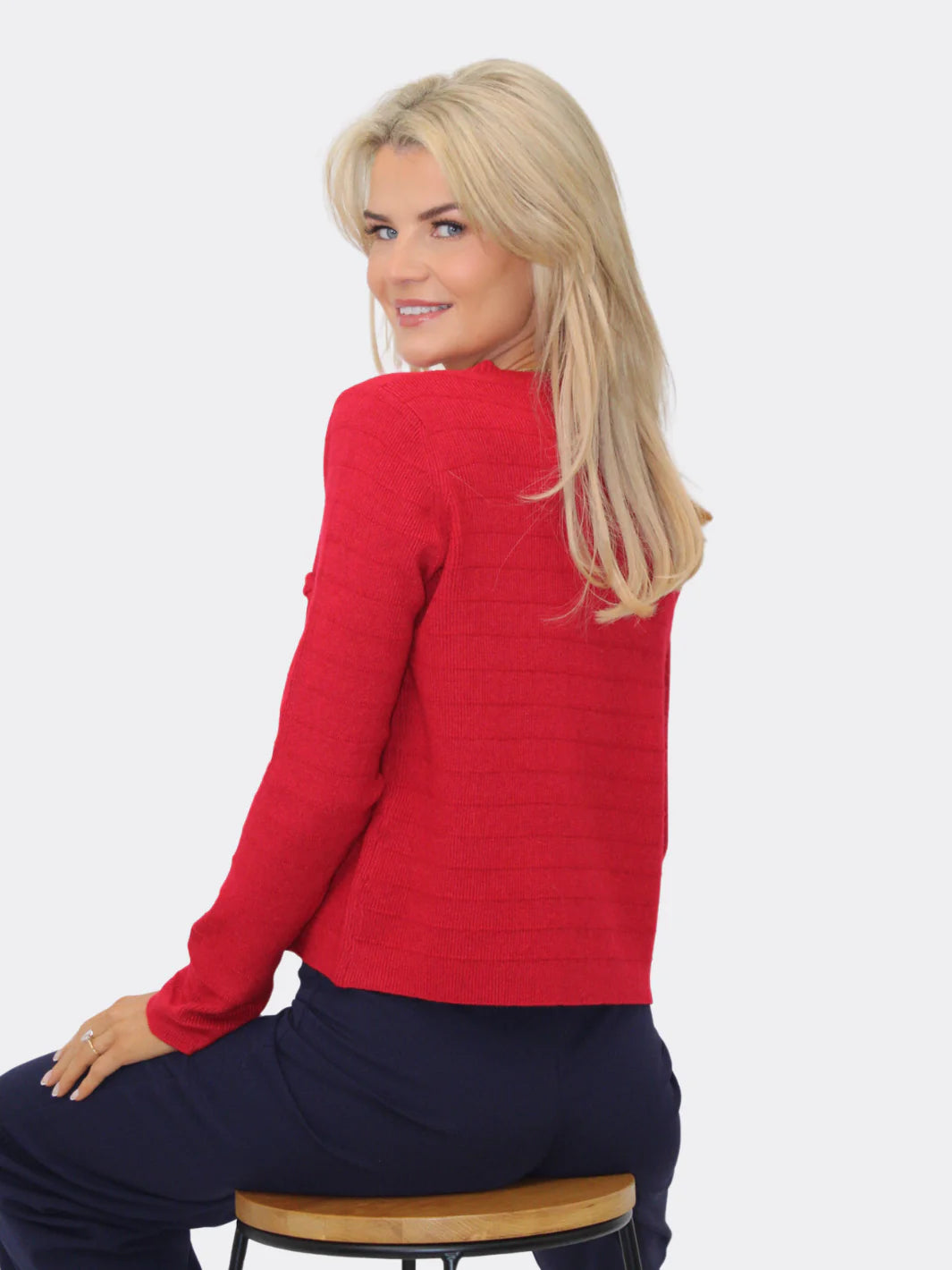 Kate And Pippa Zuki Short Cardigan with Pearl buttons. Red White or Black