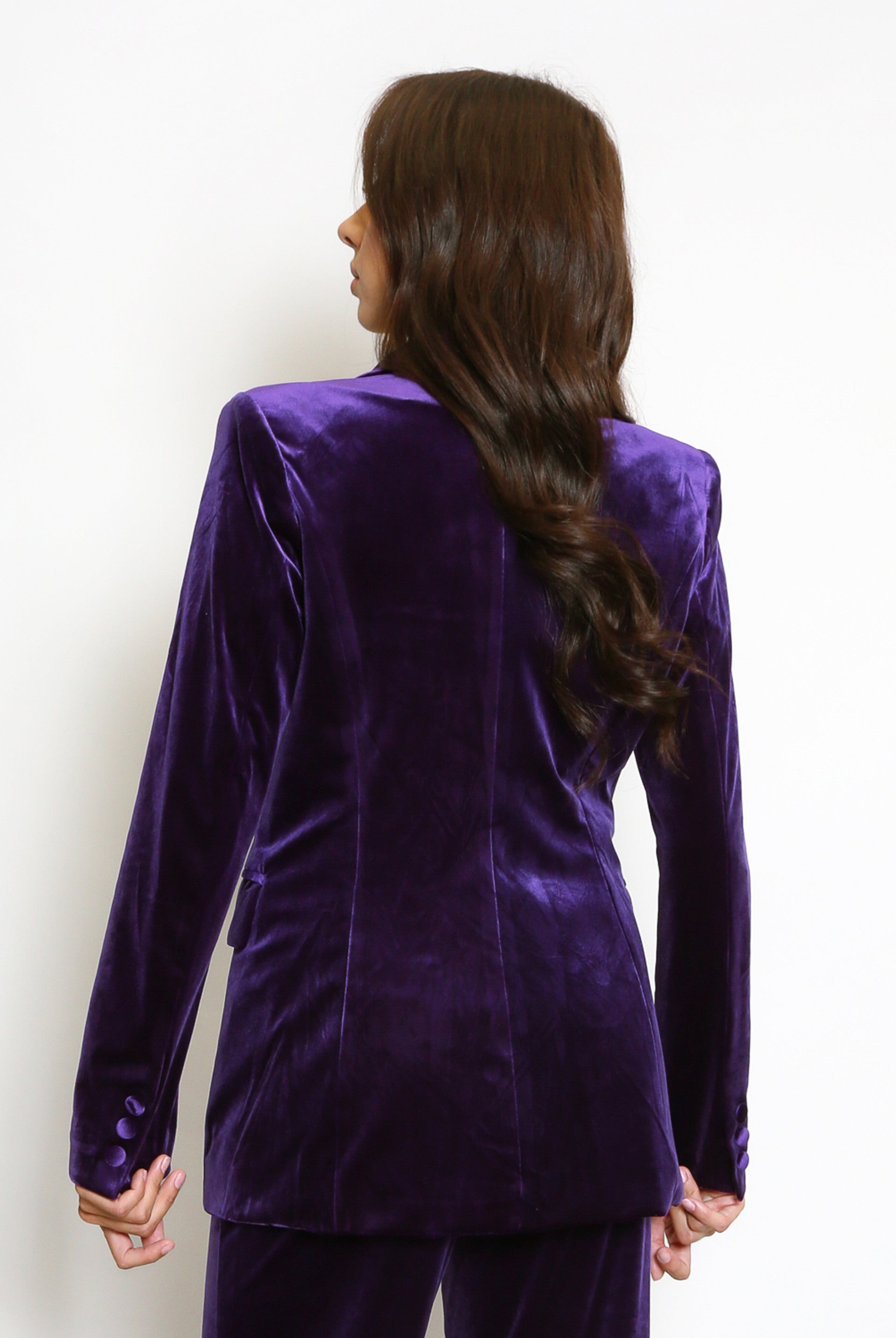 Luxury Velvet single button Blazer. Red Purple Green