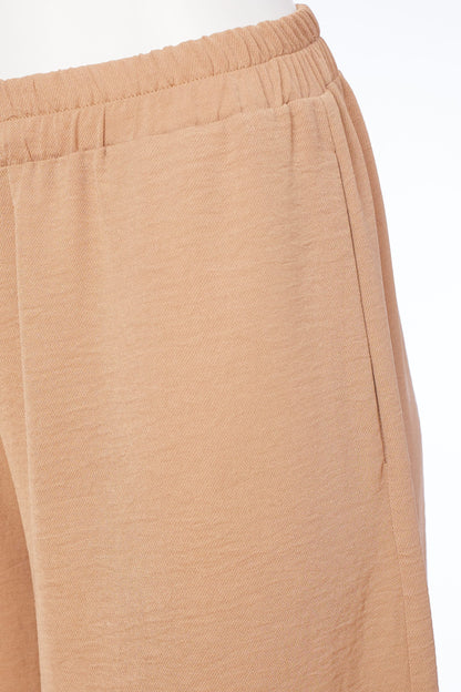 Naya Summer wide leg trousers with elastic waist. Tan  Nas24274