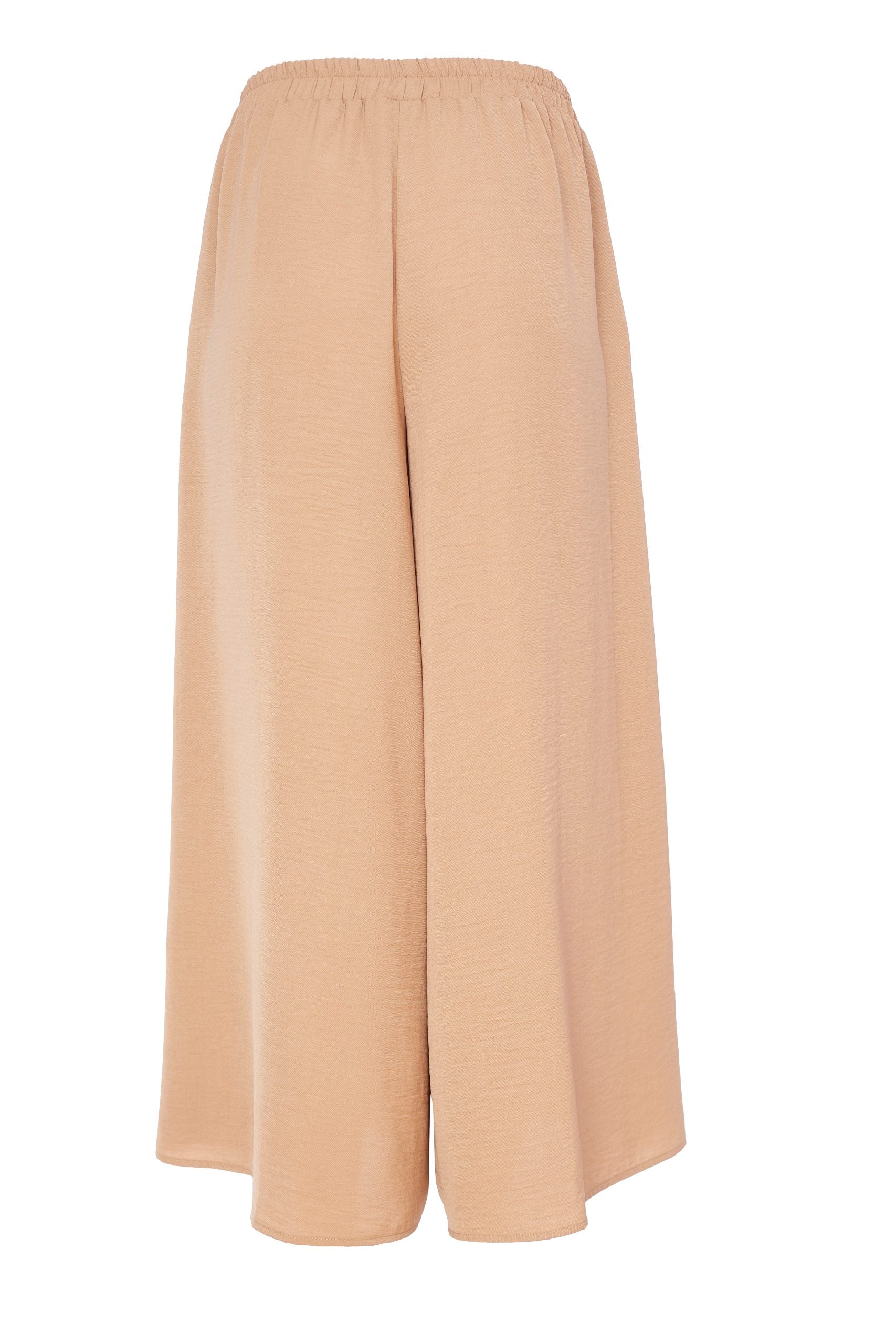 Naya Summer wide leg trousers with elastic waist. Tan  Nas24274