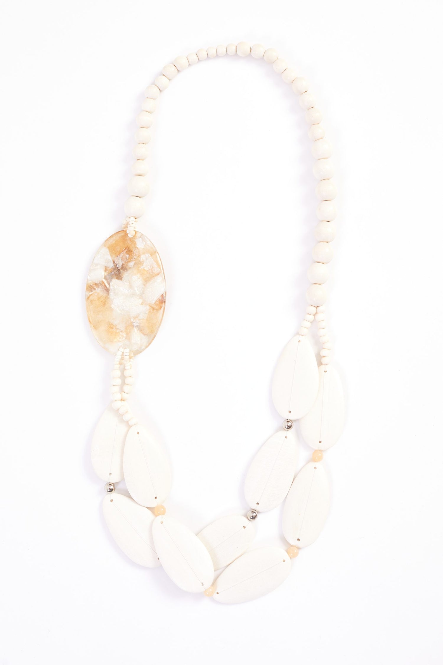 Naya Metallic look stone necklace with beads Nas24346