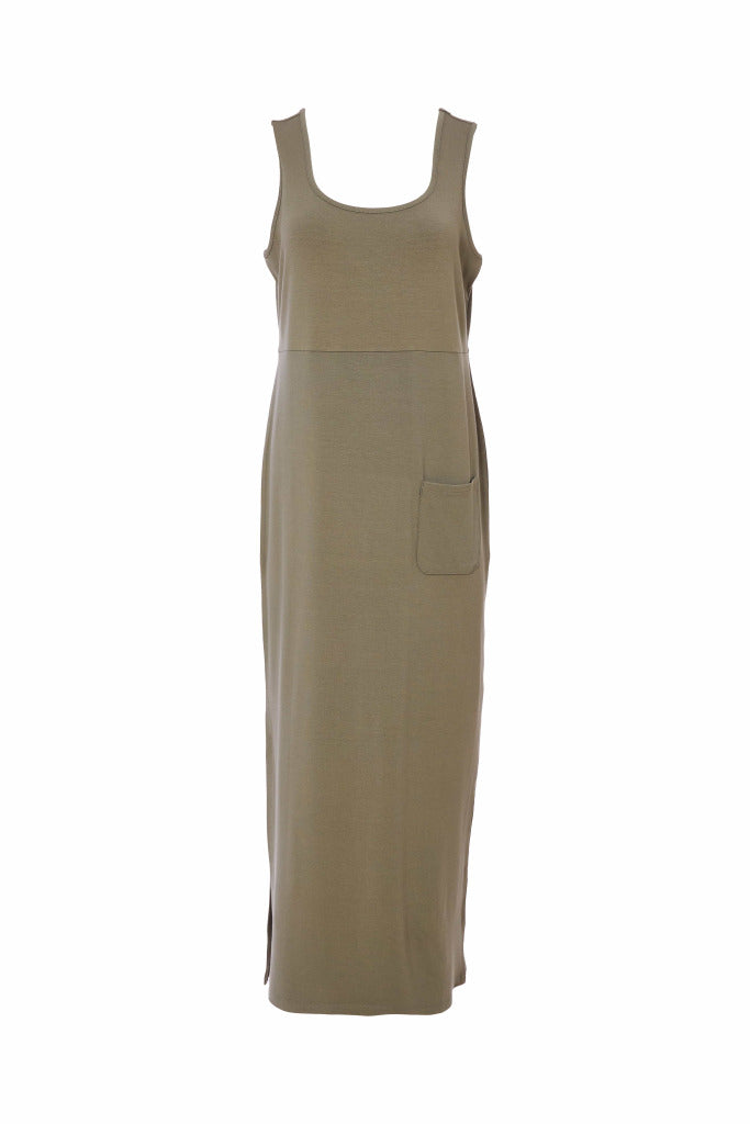 Naya Jersey Dress with pocket. Black Or Army Green  Nas25114