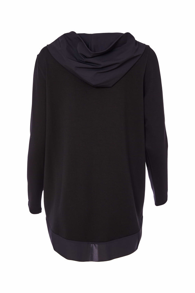 Naya Jersey Hooded top with contrast travel fabric panels Black or French Blue Nas25134