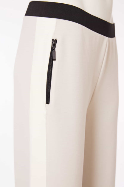 Naya Pull up trouser in sand with contrast panel at side seam and zip pocket Nas25293