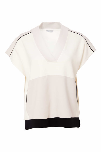 Naya V neck top with contrast pocket and neckline Nas25315