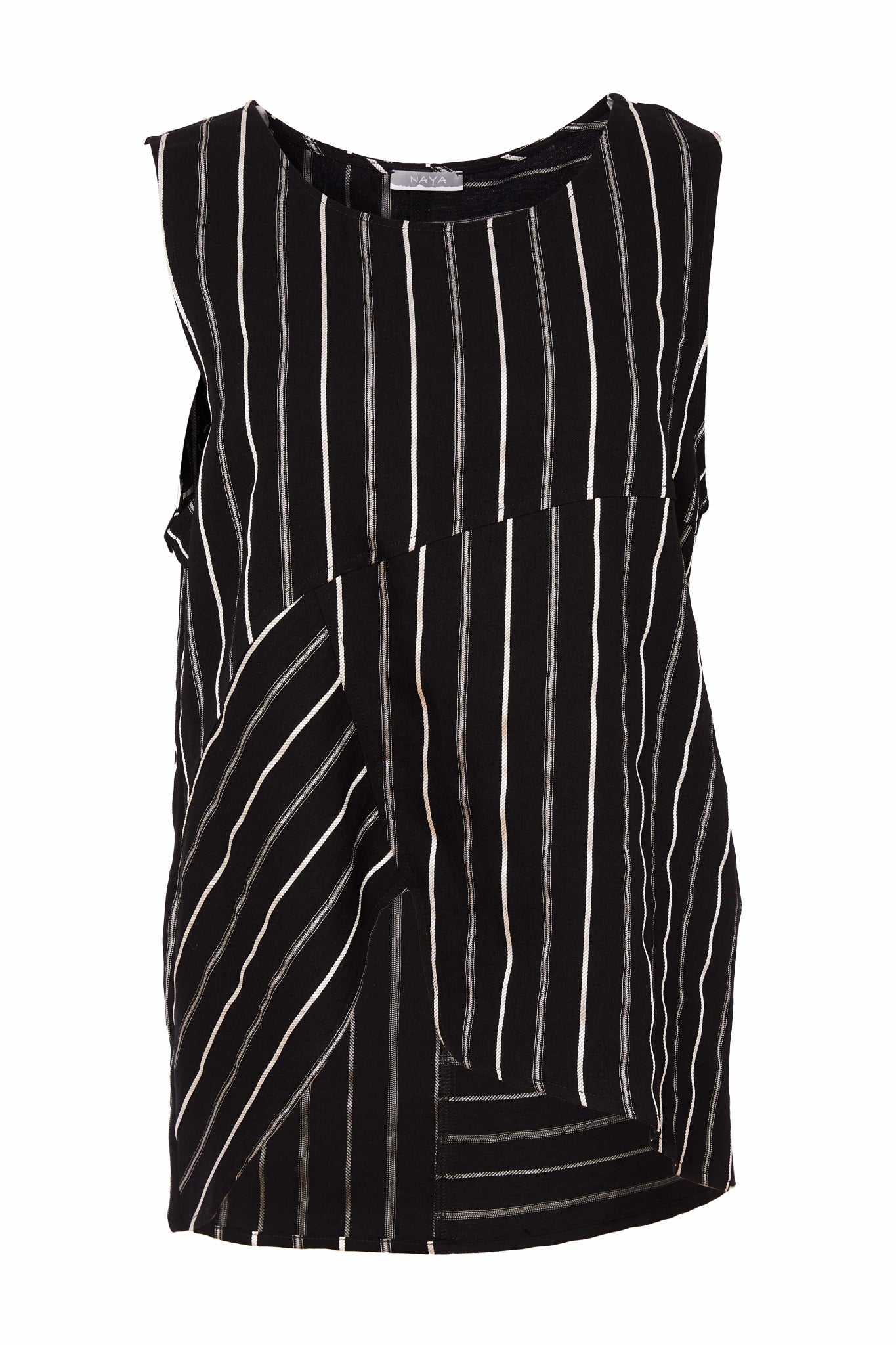 Naya Stripped sleeveless top with curved hemline  Nas25336