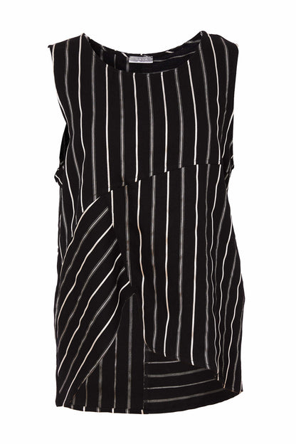 Naya Stripped sleeveless top with curved hemline  Nas25336