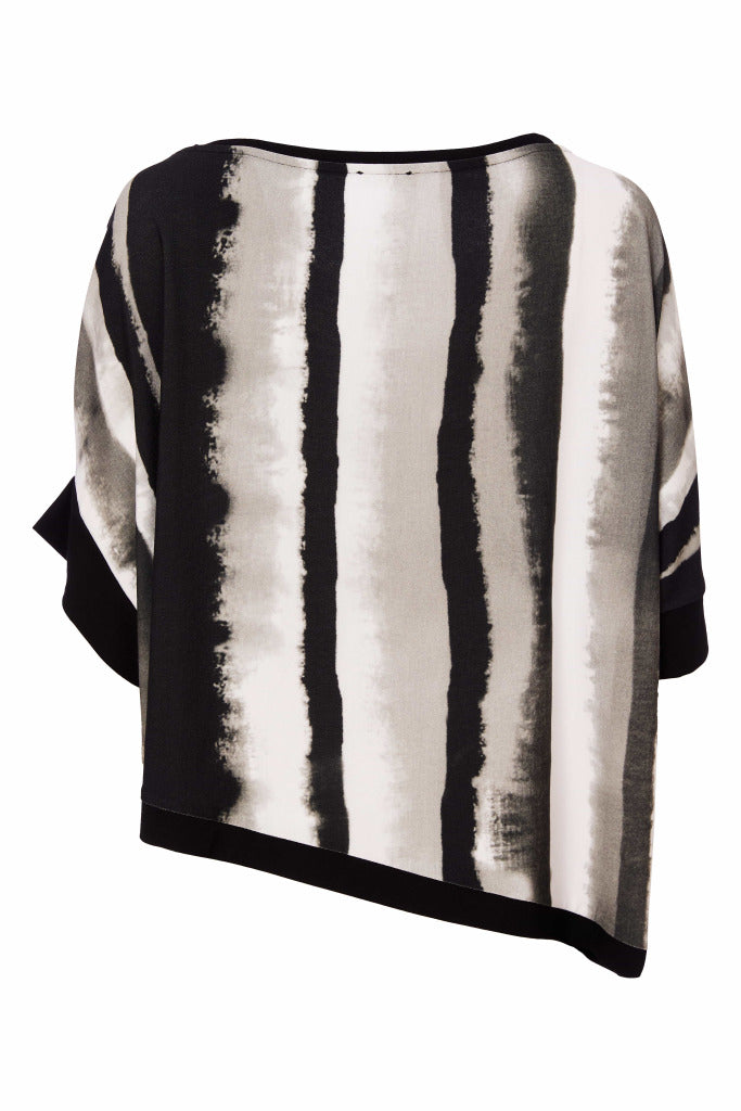 Naya Tie Dye Stripped top with Angle Hem and Contrast cuff Nas25338