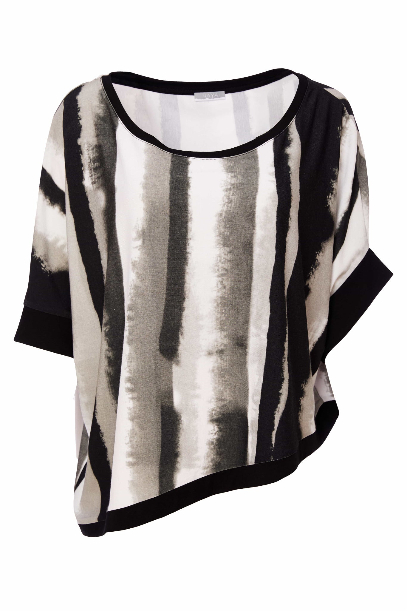 Naya Tie Dye Stripped top with Angle Hem and Contrast cuff Nas25338